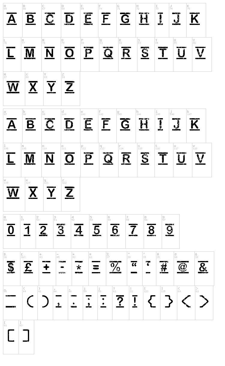 Top Secret font map